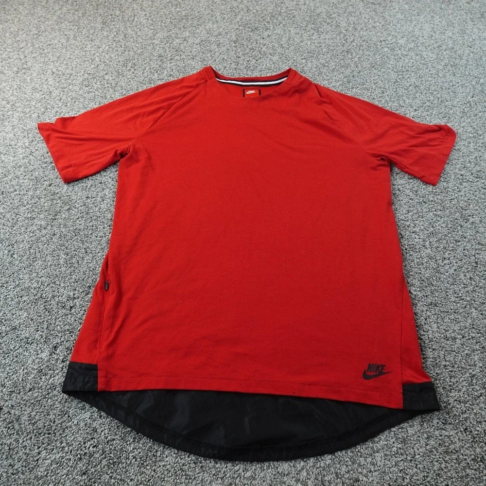Nike Shirt Mens L Red Sportswear Bonded Short Sleeve Running Gym Performance Tee